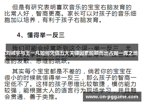 刘诚宇与王一凡如何凭借五大关键因素脱颖而出占据一席之地