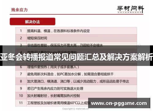 亚冬会转播报道常见问题汇总及解决方案解析
